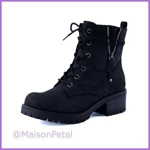 Heeled Combat Boots with Memory Foam Insoles and Faux Fur Lining